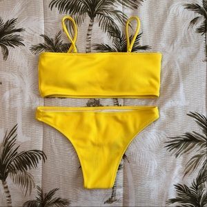 Yellow Cami Top w/ Ribbed Bikini Set